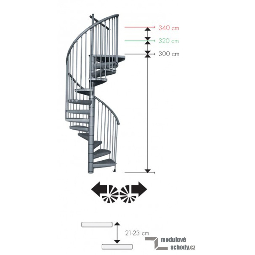 Venkovní schodiště Minka Rondo Zink Plus lze nastavit na výšku podlaží