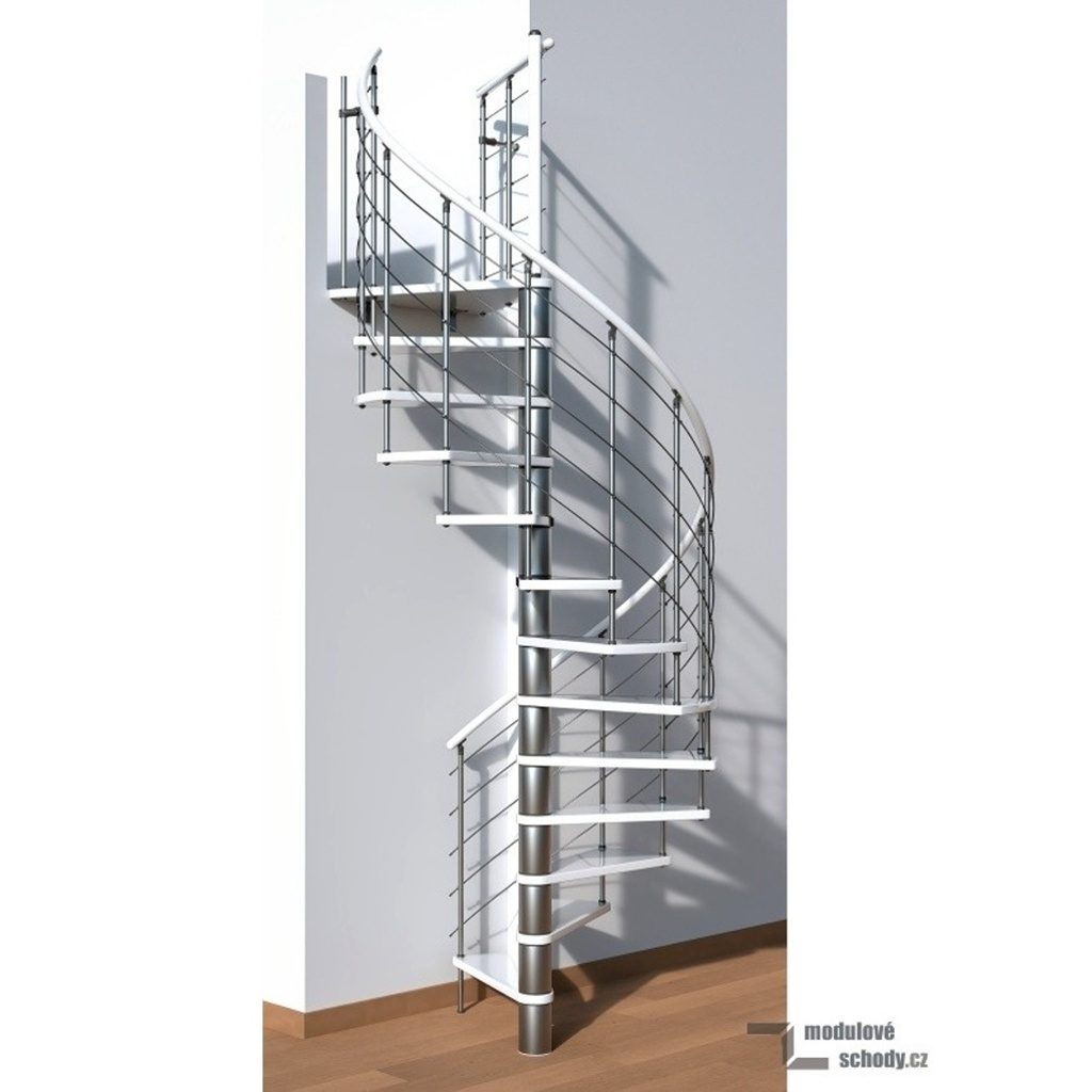 Moderní točité schody Minka Venezia White - bílá barva stupňů