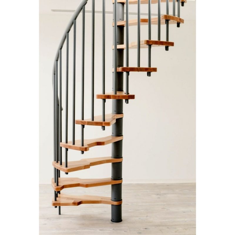 Moderní točité schody bez podesty Minka Metallica Smart, šedá barva konstrukce